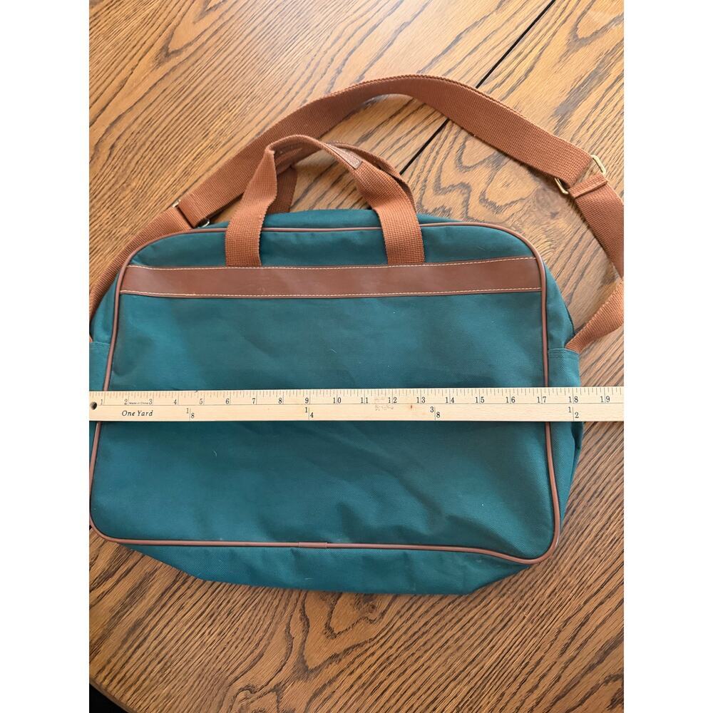 VTG Polo Ralph Lauren Shoulder Laptop Messenger Bag Green Brown Travel - Picture 4 of 5